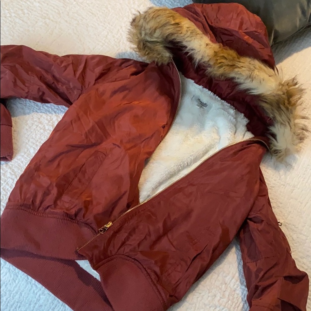 Charlotte Russe hooded faux fur puffer jacket